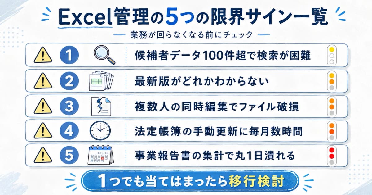 Excel管理の5つの限界サイン一覧