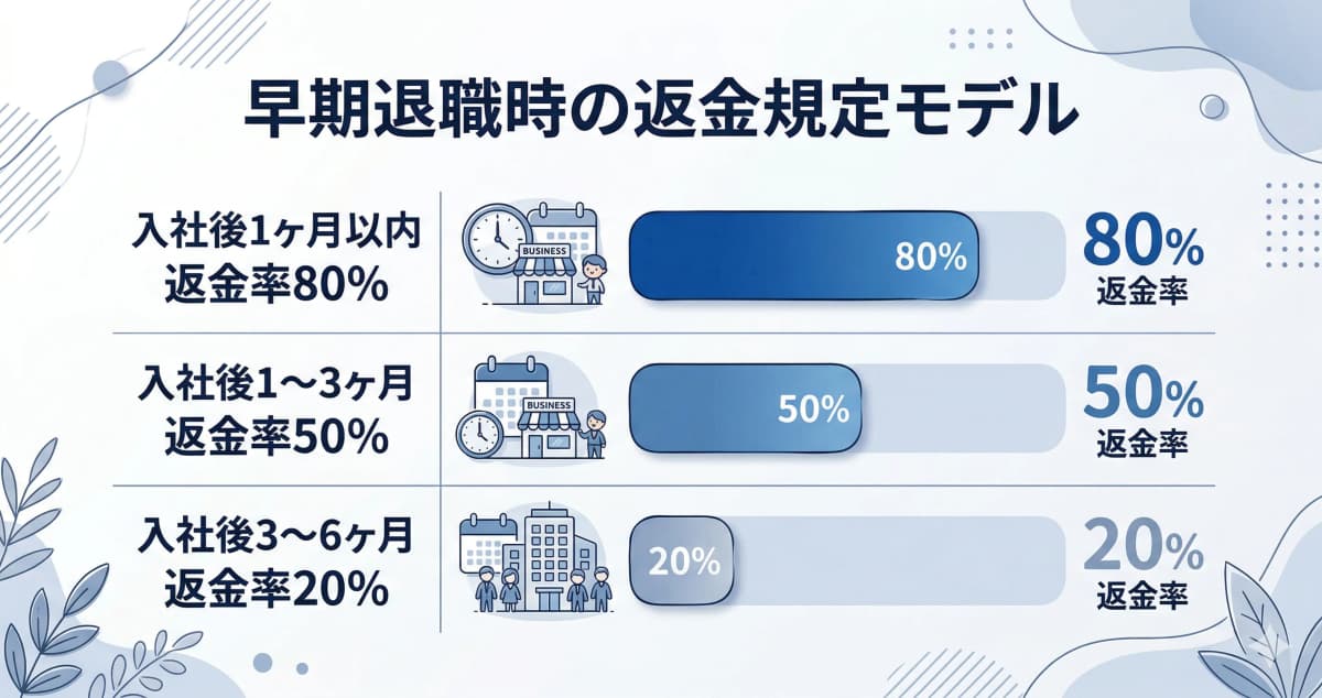 退職時期別の返金率テーブル
