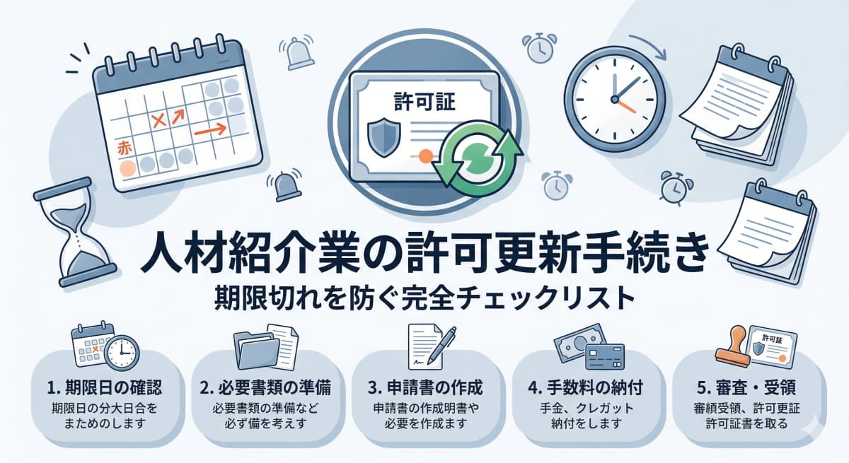人材紹介業の許可更新手続き|有効期限・必要書類・費用を徹底解説【2026年版】