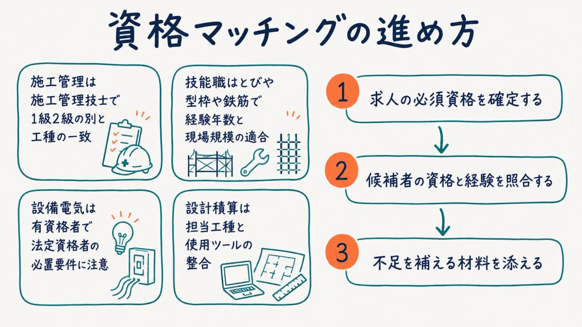 施工管理技士などの資格とマッチングの考え方