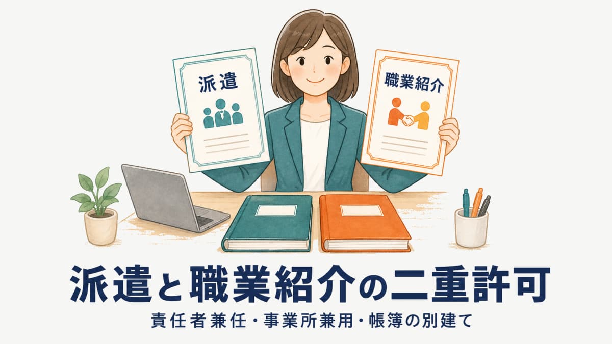 労働者派遣と職業紹介を兼業する二重許可ガイド|責任者兼任・事業所兼用・帳簿の別建て【2026年版】