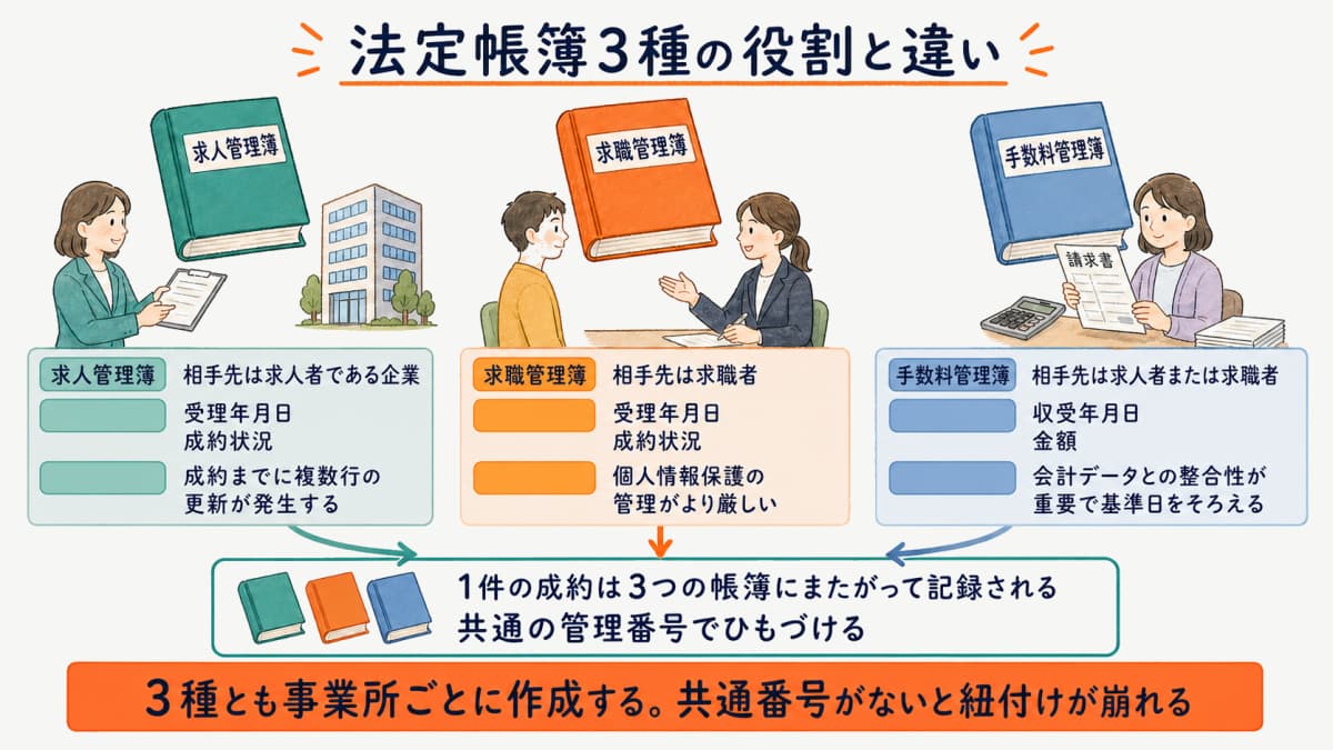 法定帳簿3種の関係図