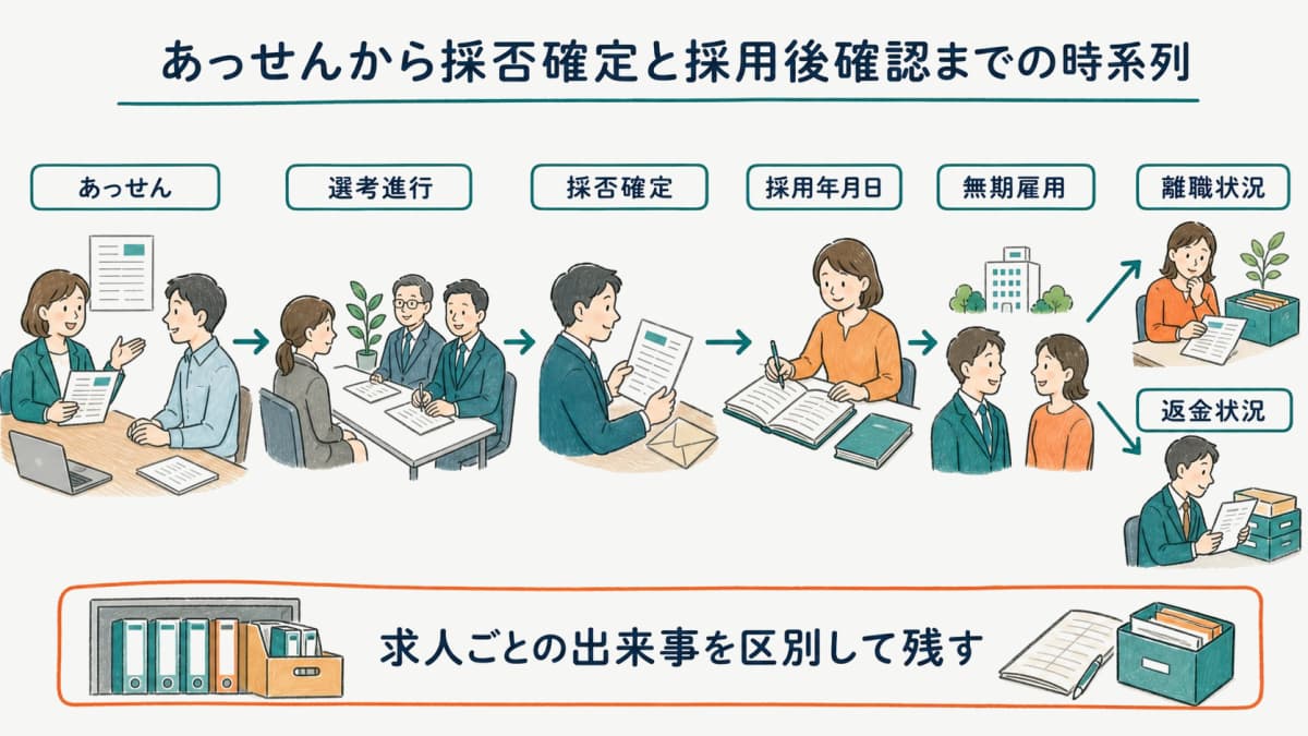 あっせんから採否確定と採用後確認までの時系列
