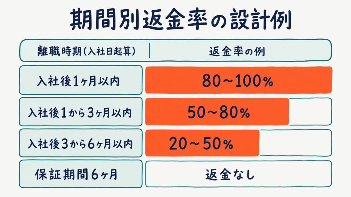 期間別返金率テーブルの設計例を示す図解