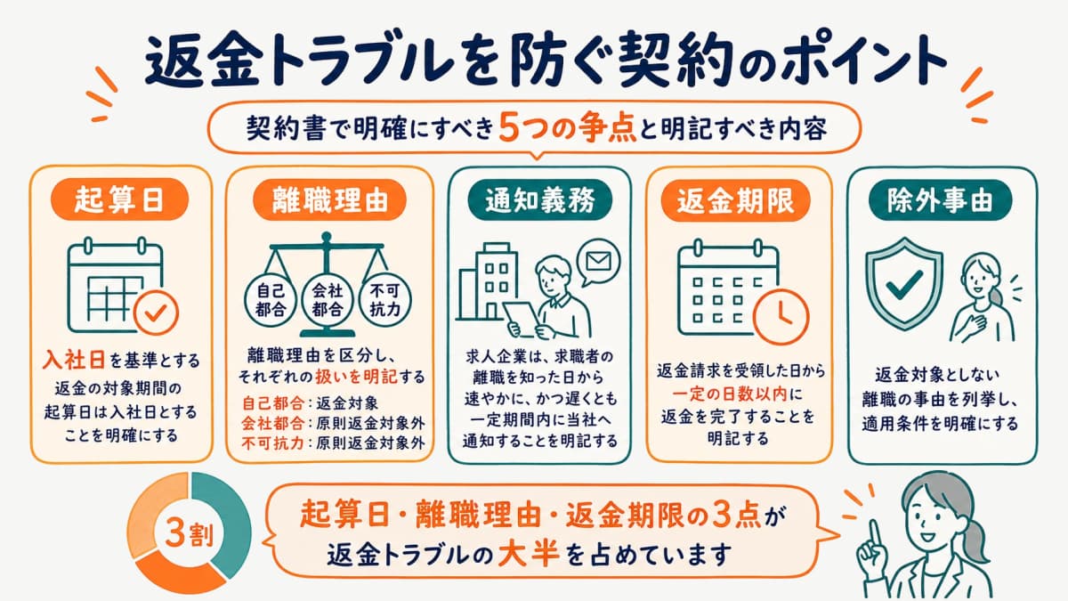 返金トラブルを防ぐ契約と運用のチェックポイント図解