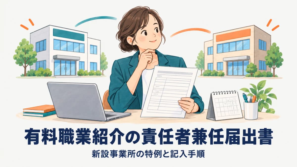 【2026年版】有料職業紹介の責任者兼任届出書|新設事業所の特例と記入手順