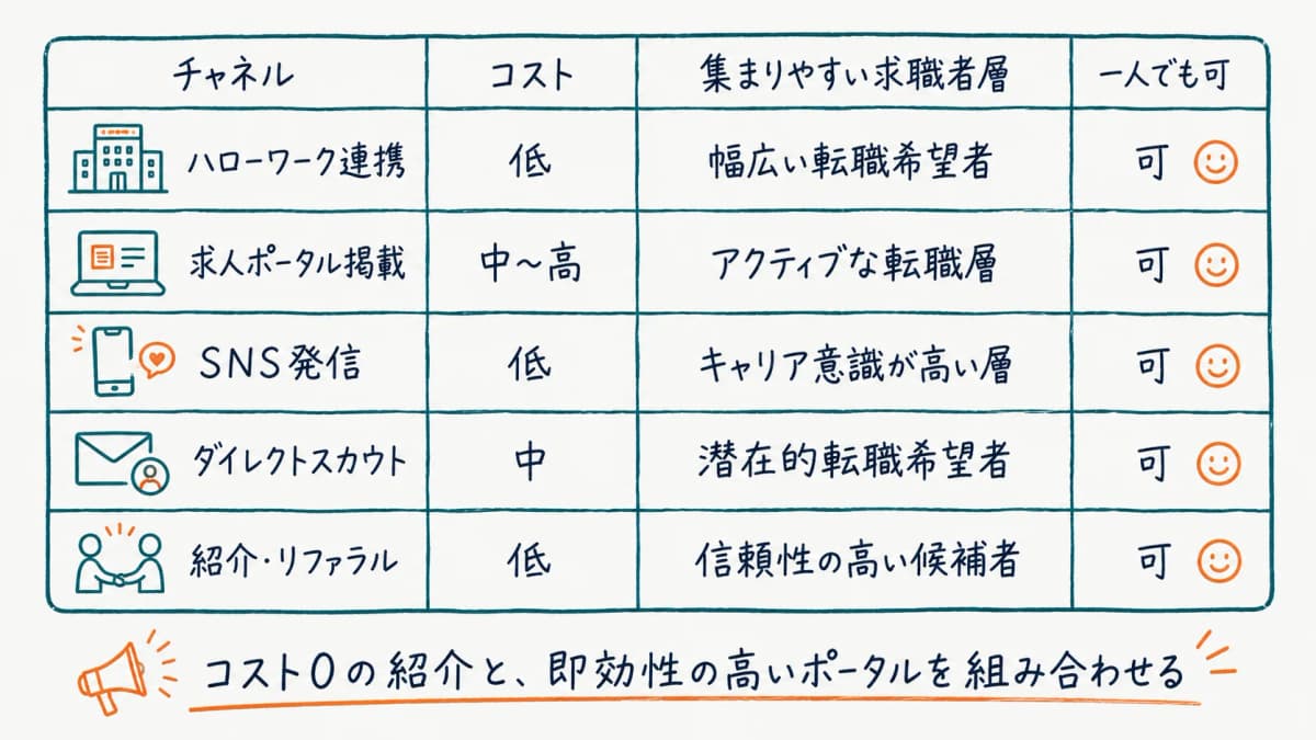 求職者を集める5つのチャネル比較