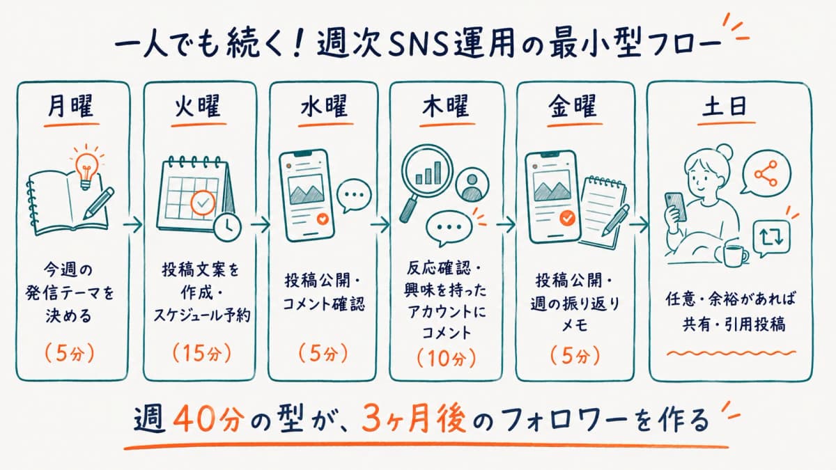 一人でも続く週次SNS運用の最小型フロー