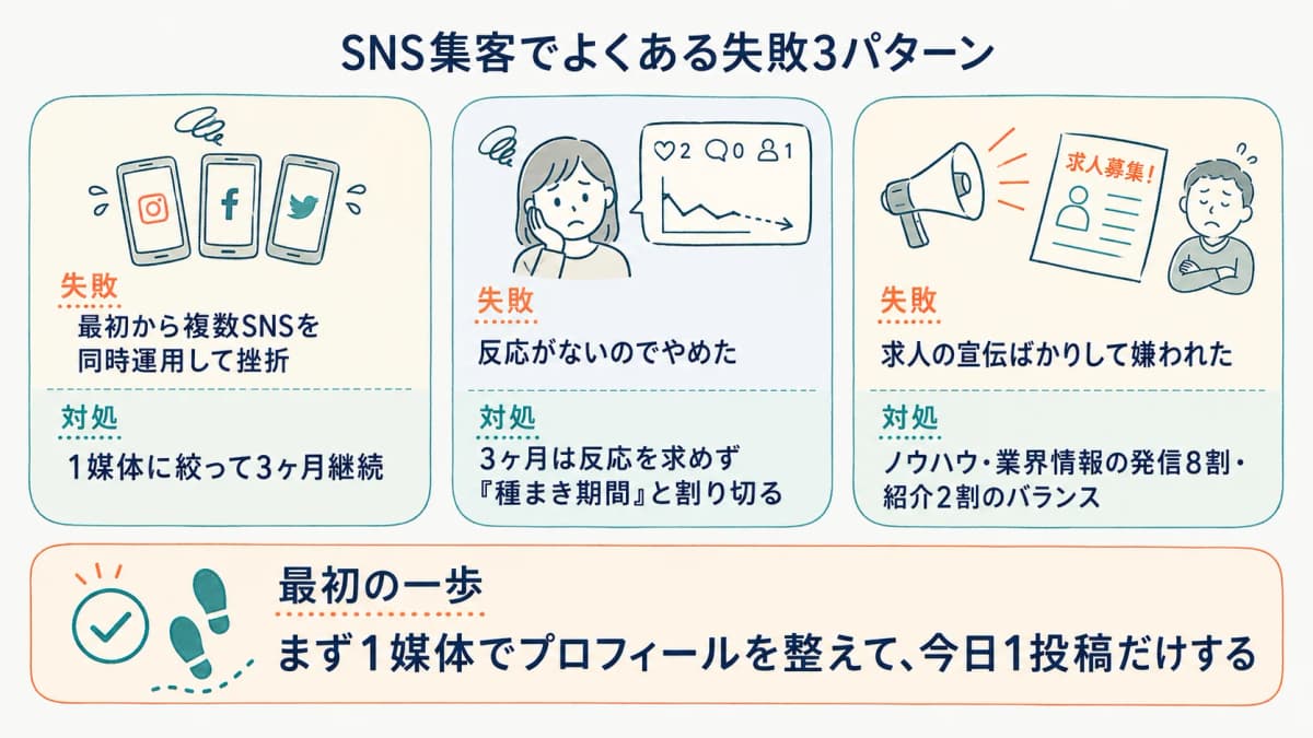 SNS集客でよくある失敗3パターンと最初の一歩