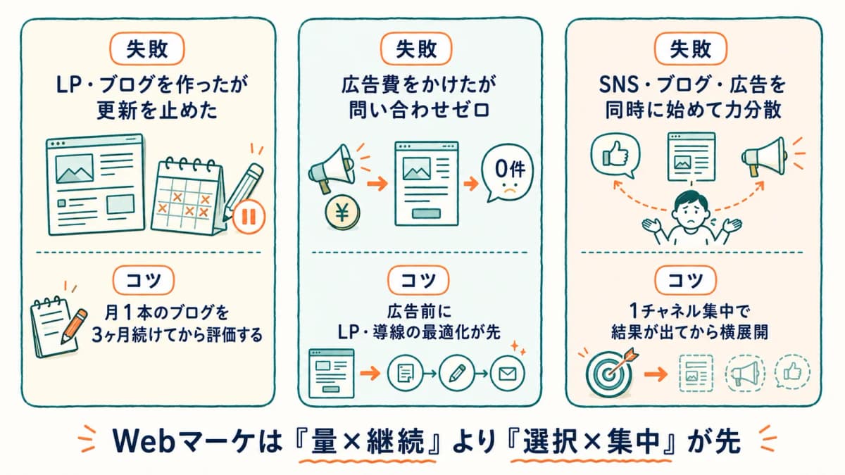 Webマーケでよくある失敗3パターンと継続のコツ