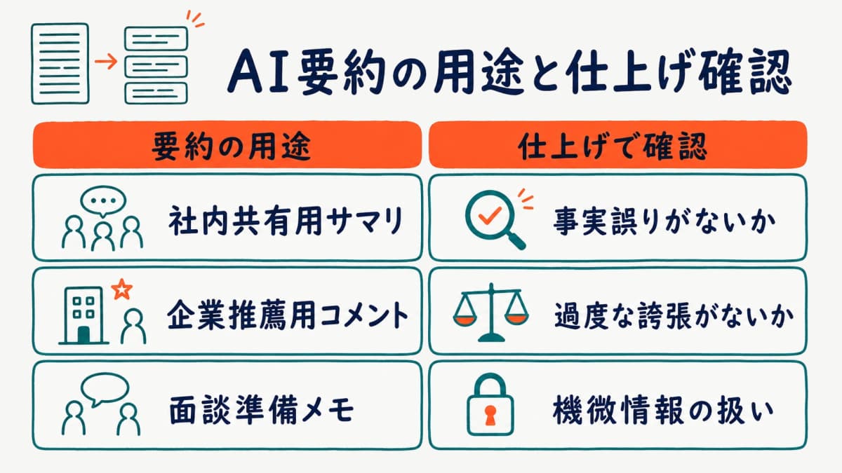 候補者と求人情報をAIで要約・整理するイメージの図解