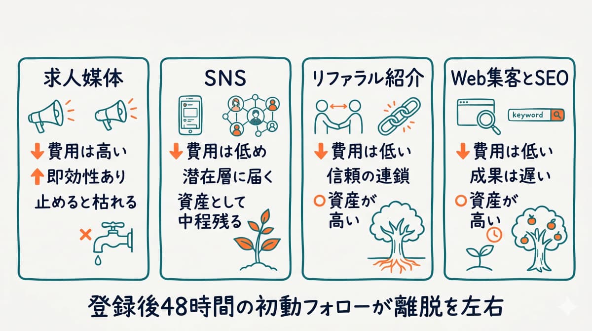 求職者集客の4系統比較