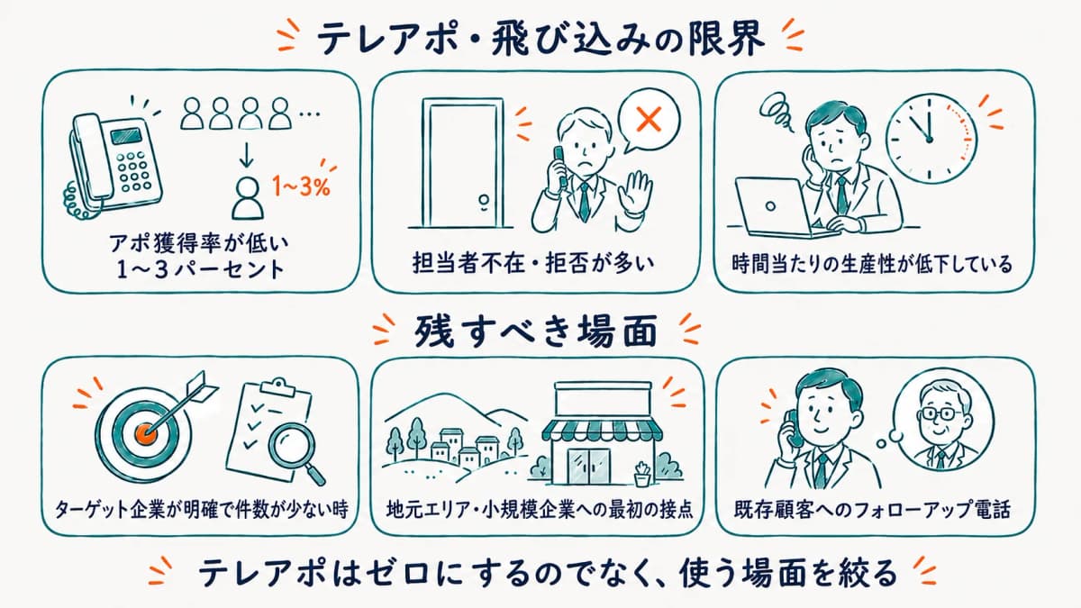 テレアポ・飛び込みの限界と残すべき場面