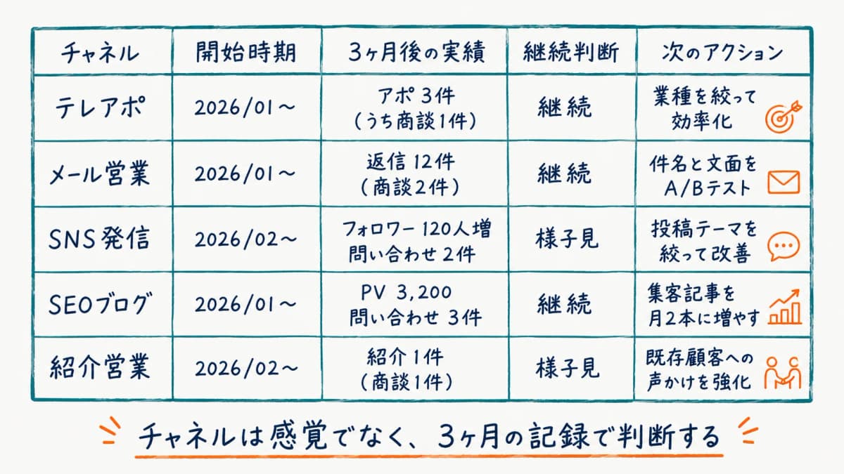 チャネルポートフォリオの履歴運用フォーマット例