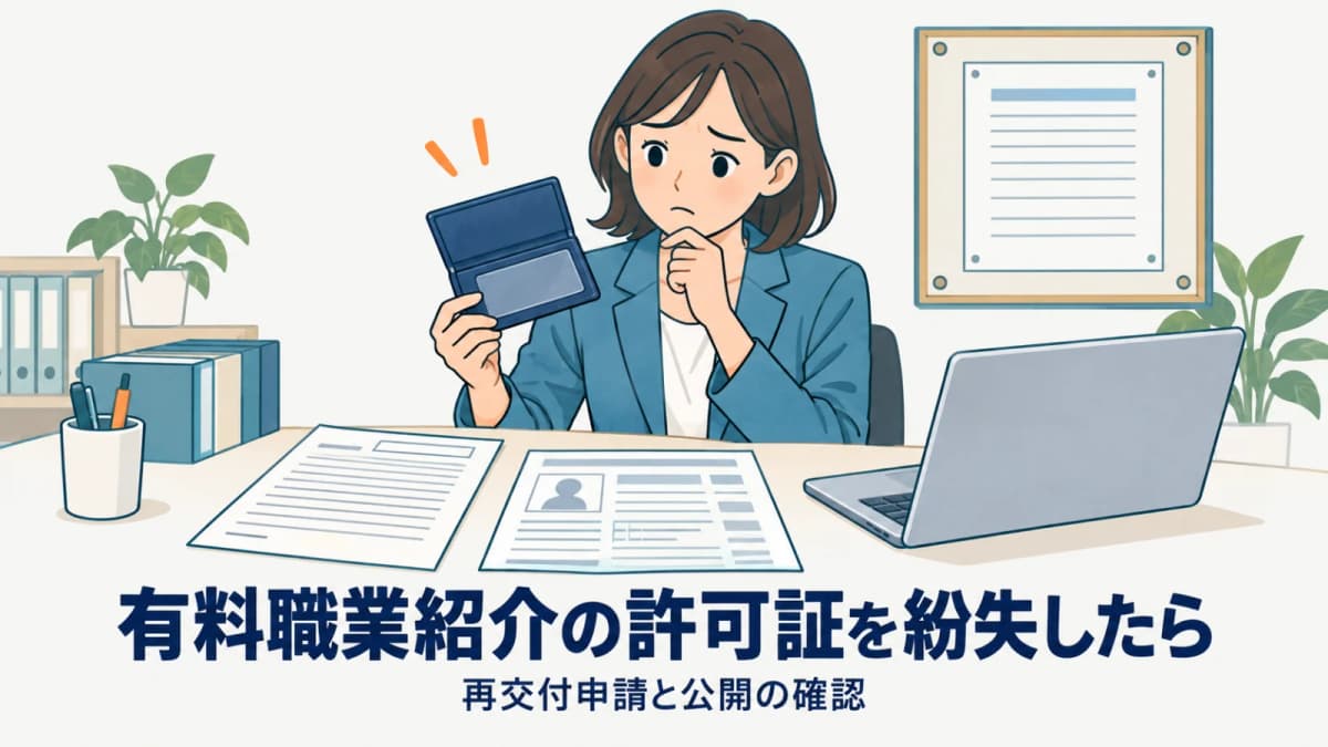 【2026年版】有料職業紹介の許可証を紛失したら|再交付申請と公開の確認