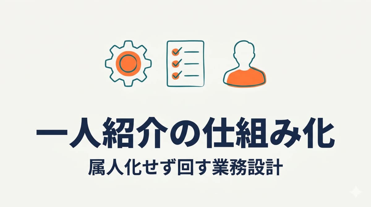 一人人材紹介の仕組み化|属人化せず回す業務設計とツール活用【2026年版】