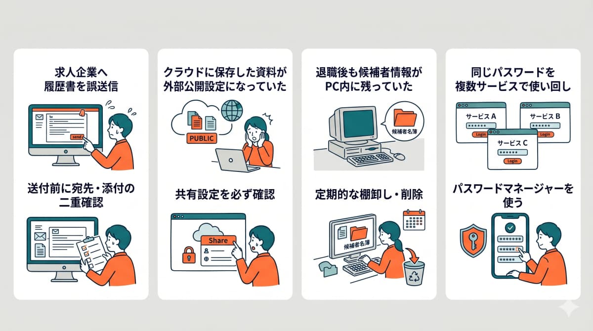 よくある個人情報漏洩シーンと予防策