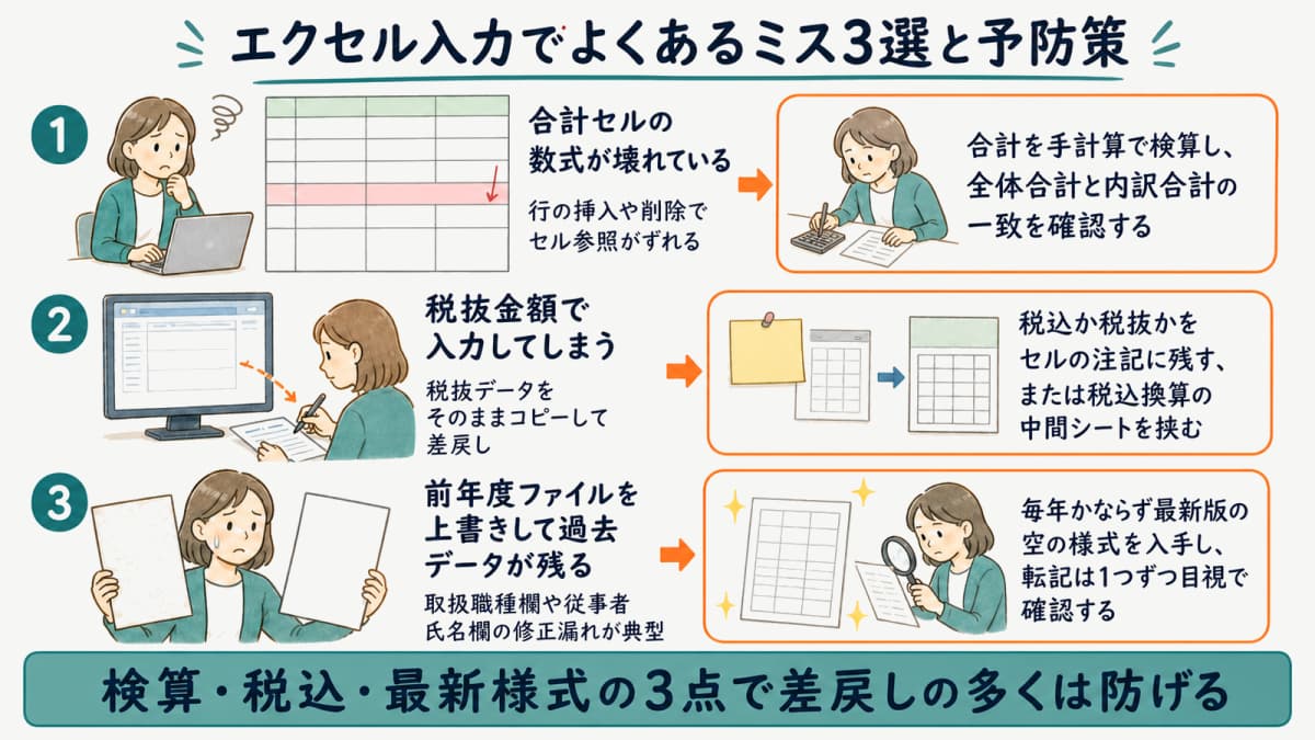 エクセル入力でよくあるミス3選
