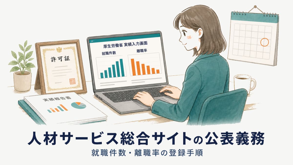 人材サービス総合サイトの公表義務とは?就職件数・離職率の登録手順【2026年版】