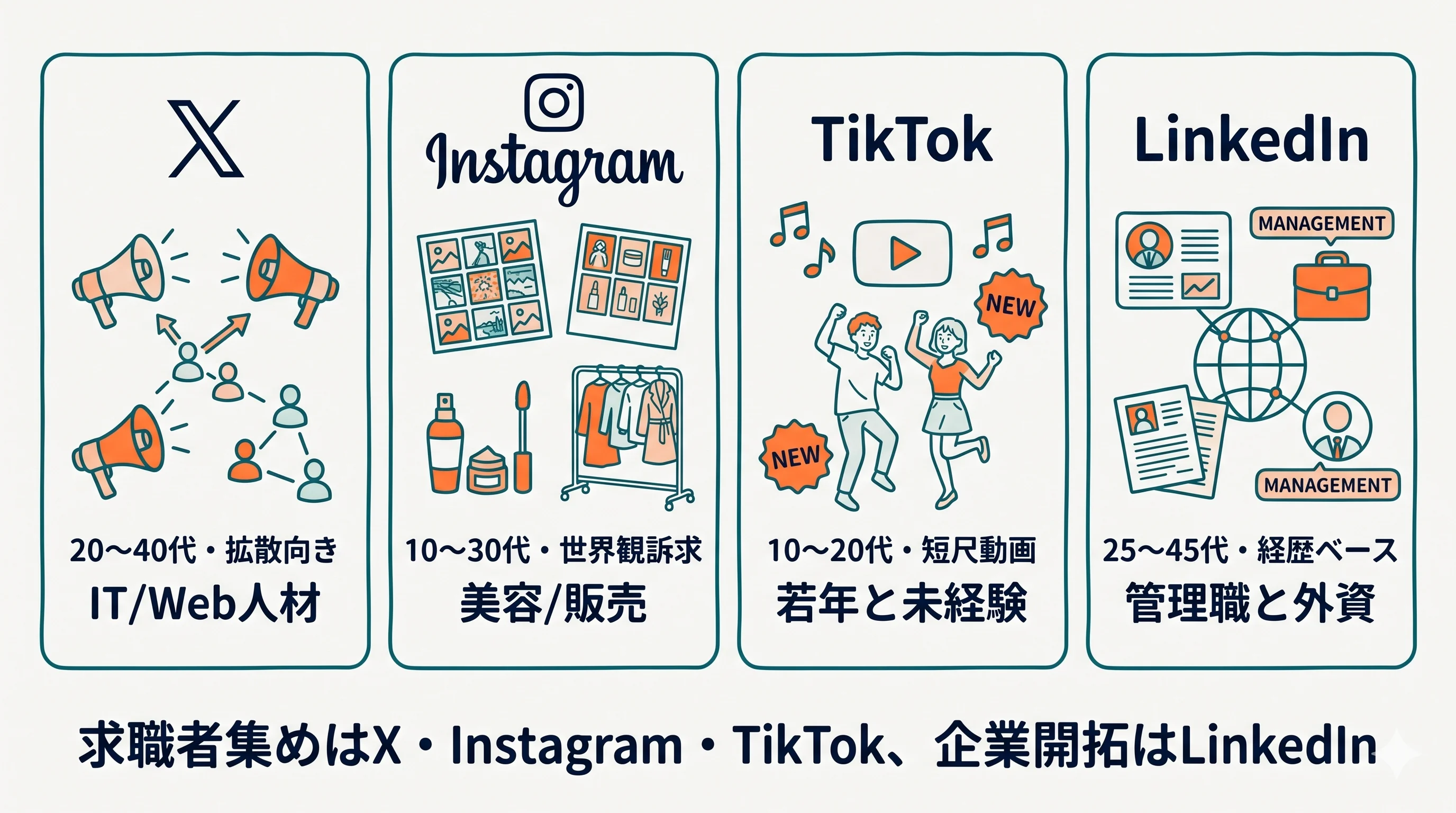 SNS4媒体の利用層と用途比較