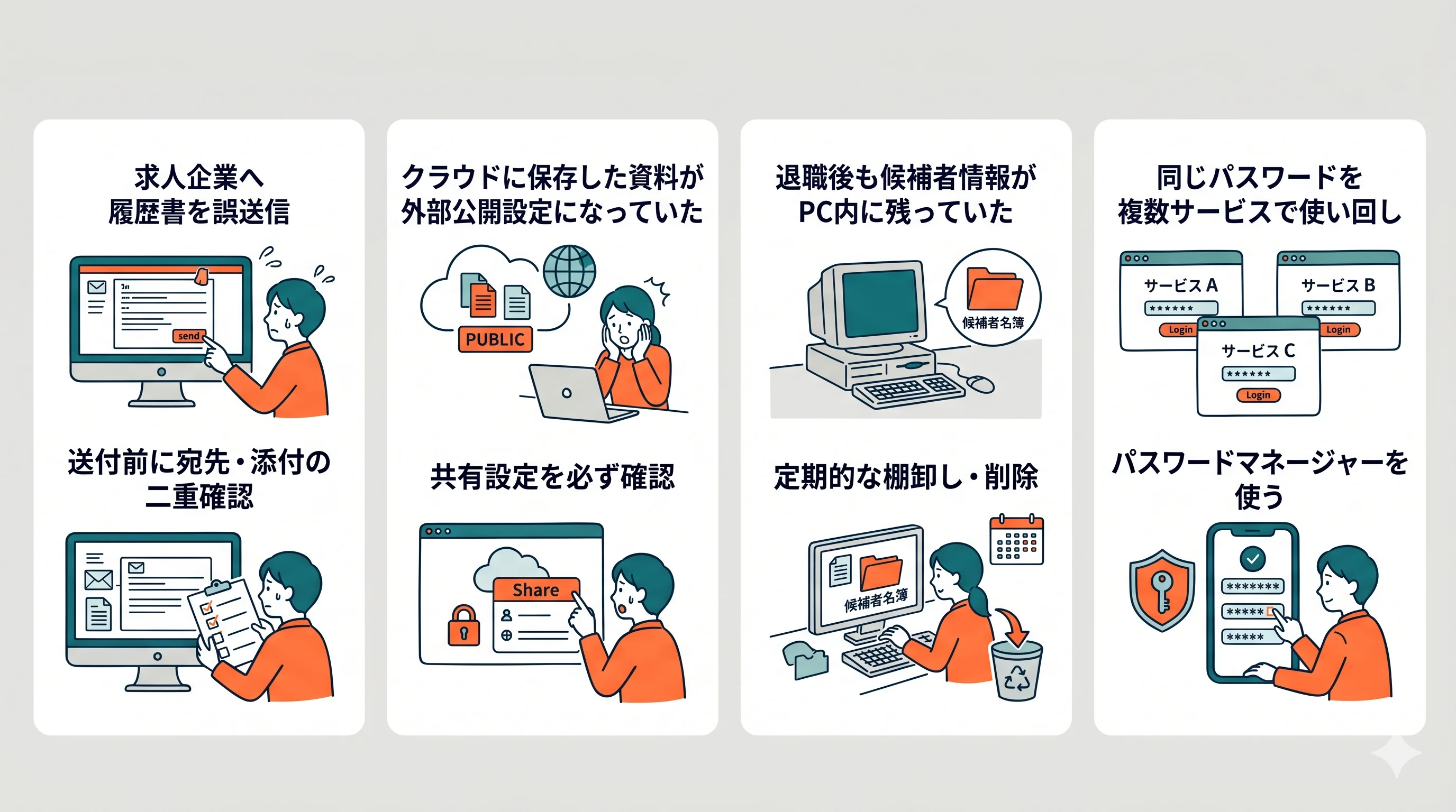 よくある個人情報漏洩シーンと予防策